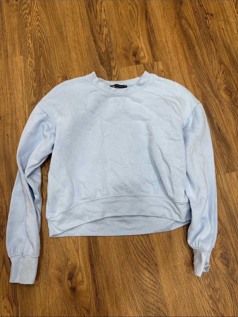 Zara Pale Blue Cropped Crewneck Tee